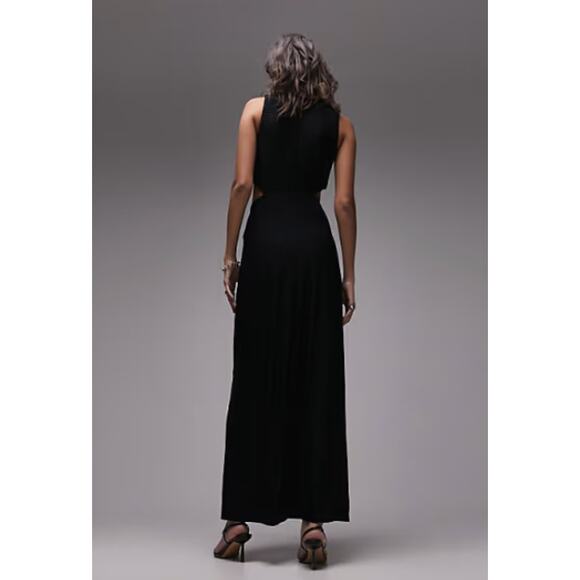 TOPSHOP Women's Jersey Draped Midi Dress Small 4-6 Black Sleeveless Cut Out NWT - Picture 5 of 14
